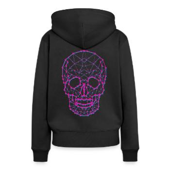 Polygon Schädel - Frauen Premium Bio Hoodie - Schwarz - Hinten - Julia (174cm)