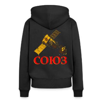 Sojus Raumschiff Sowjetunion - Frauen Premium Bio Hoodie - Schwarz - Hinten - Julia (174cm)