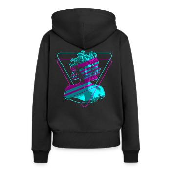 Medusa Vaporwave - Frauen Premium Bio Hoodie - Schwarz - Hinten - Julia (174cm)