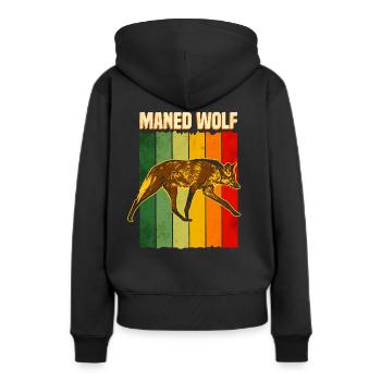 Loup à crinière - Sweat à capuche Premium bio Femme - noir - Dos - Julia (174cm)