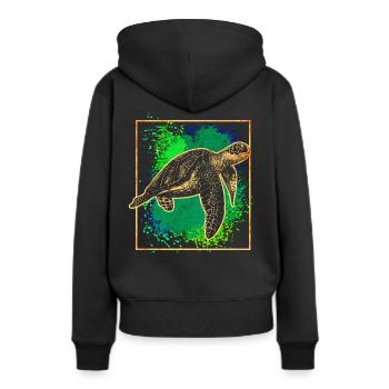 Tortue marine - Sweat à capuche Premium bio Femme - noir - Dos - Julia (174cm)