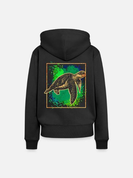 Meeresschildkröte - Frauen Premium Bio Hoodie - Schwarz