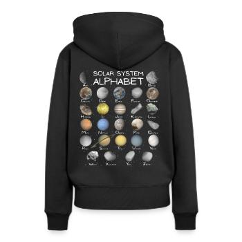 Système solaire ABC - Sweat à capuche Premium bio Femme - noir - Dos - Julia (174cm)
