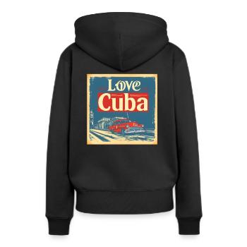 Cuba La Havane Voiture Ancienne - Sweat à capuche Premium bio Femme - noir - Dos - Julia (174cm)