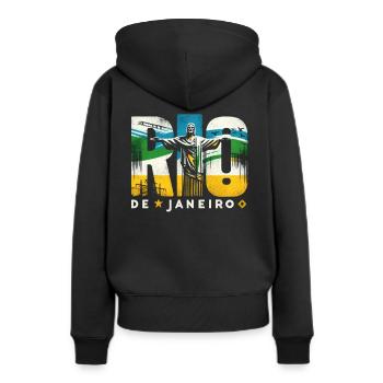 Rio de Janeiro, Brésil - Sweat à capuche Premium bio Femme - noir - Dos - Julia (174cm)