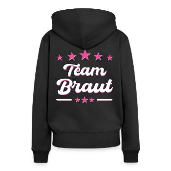 Team Braut JGA Shirt Junggesellinnenabschied - Frauen Premium Bio Hoodie - Schwarz - Hinten - Julia (174cm)