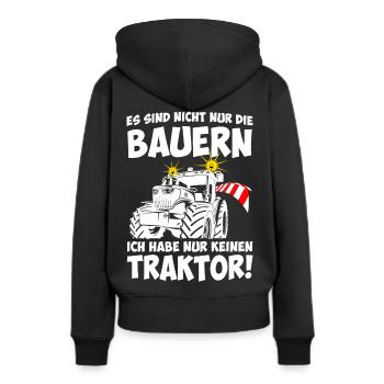 Bauernstreik Generalstreik Demonstration - Frauen Premium Bio Hoodie - Schwarz - Hinten - Julia (174cm)