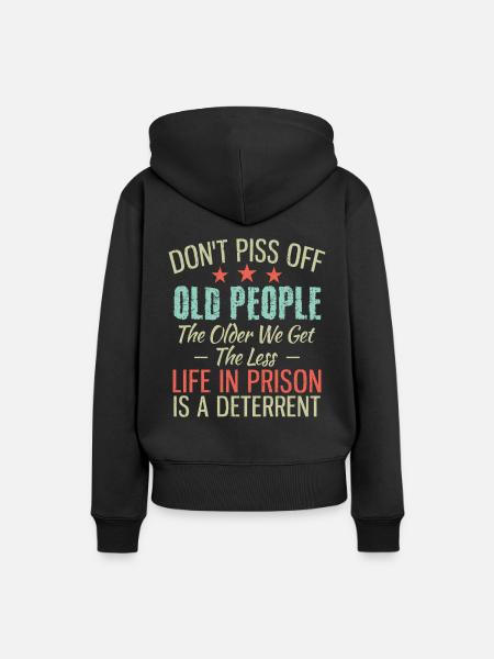 old people, menschen, opa, witz, coole sprüche - Dame Premium hoodie, økologisk bomuld - sort
