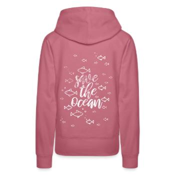 Océan Poisson Nature Amour Terre Humaine Mer Propre - Sweat à capuche Premium bio Femme - mauve - Dos - Isabella (175cm)