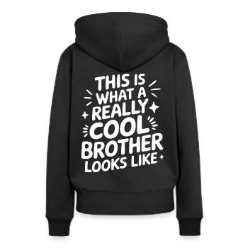 Frère Grand Frère Frère Famille - Sweat à capuche Premium bio Femme - noir - Dos - Julia (174cm)
