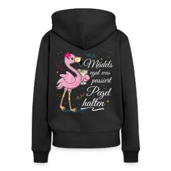 Mädels Pegel halten lustiges Flamingo Frauen Party - Frauen Premium Bio Hoodie - Schwarz - Hinten - Julia (174cm)