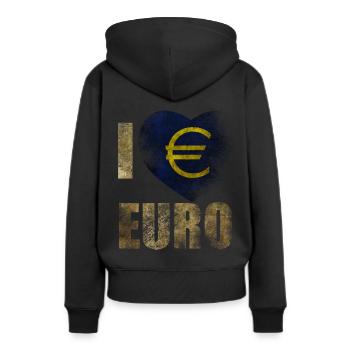 EURO J’aime l’euro - Sweat à capuche Premium bio Femme - noir - Dos - Julia (174cm)