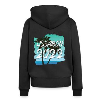 Lissabon 2022 - Frauen Premium Bio Hoodie - Schwarz - Hinten - Julia (174cm)