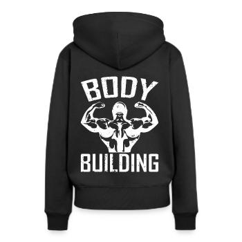 Body Building - Frauen Premium Bio Hoodie - Schwarz - Hinten - Julia (174cm)