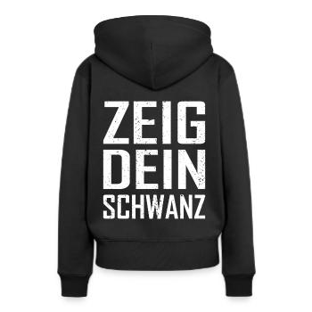 Zeig Dein Schwanz - Frauen Premium Bio Hoodie - Schwarz - Hinten - Julia (174cm)
