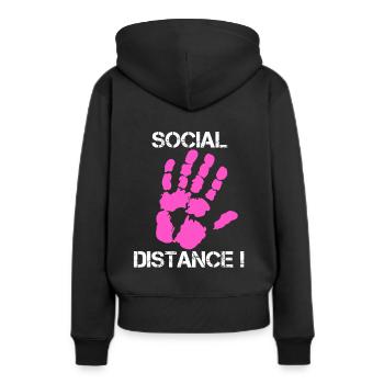 Social Distance - Frauen Premium Bio Hoodie - Schwarz - Hinten - Julia (174cm)