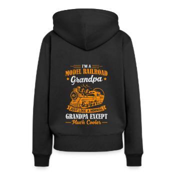 I'M A Model Railroad Modelleisenbahn Opa Hobby - Frauen Premium Bio Hoodie - Schwarz - Hinten - Julia (174cm)