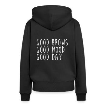 Kosmetologie Microblading Gute Augenbrauen Gute Laune - Frauen Premium Bio Hoodie - Schwarz - Hinten - Julia (174cm)