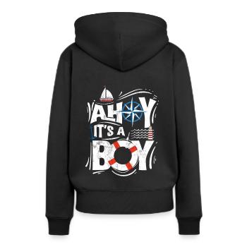 Ahoy c'est un garçon - Le sexe révèle ou bébé - Sweat à capuche Premium bio Femme - noir - Dos - Julia (174cm)