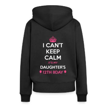 Je ne peux pas garder le calme, c'est le 12e anniversaire de ma fille - Sweat à capuche Premium bio Femme - noir - Dos - Julia (174cm)