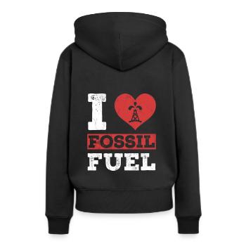 Ich liebe fossile Brennstoffe Fossile Dinosaurier Wissenschaft - Frauen Premium Bio Hoodie - Schwarz - Hinten - Julia (174cm)