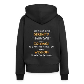 Prière de sérénité que Dieu m'accorde la sérénité - Sweat à capuche Premium bio Femme - noir - Dos - Julia (174cm)