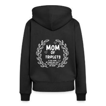 Maman triplée - maman de triplés - Sweat à capuche Premium bio Femme - noir - Dos - Julia (174cm)