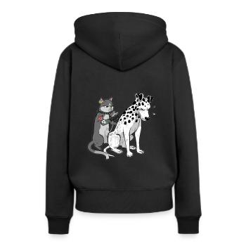 Tatouage chat encré dalmatien dessin animé drôle graphique - Sweat à capuche Premium bio Femme - noir - Dos - Julia (174cm)