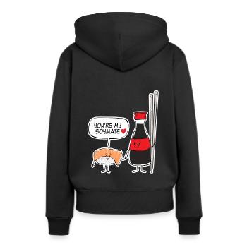 Sushi Lover Pun - Du bist meine Soja-Sojasauce - Frauen Premium Bio Hoodie - Schwarz - Hinten - Julia (174cm)