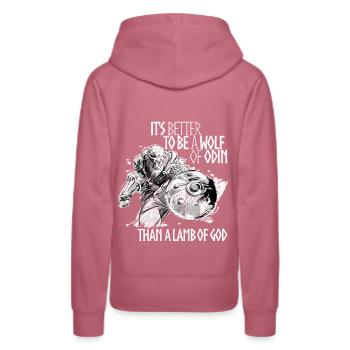 Viking Valhalla Odin - Es ist besser, ein Wolf zu sein - Frauen Premium Bio Hoodie - Malve - Hinten - Isabella (175cm)