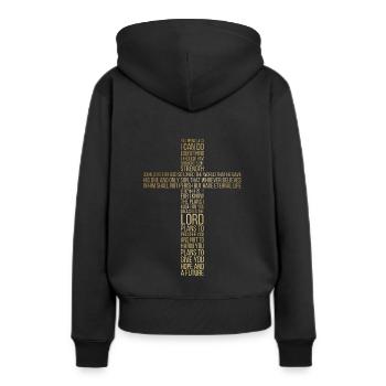 Christliches religiöses Kreuz der Inspiration - Frauen Premium Bio Hoodie - Schwarz - Hinten - Julia (174cm)