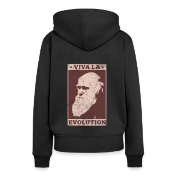 Charles Darwin Viva La Evolution - Frauen Premium Bio Hoodie - Schwarz - Hinten - Julia (174cm)