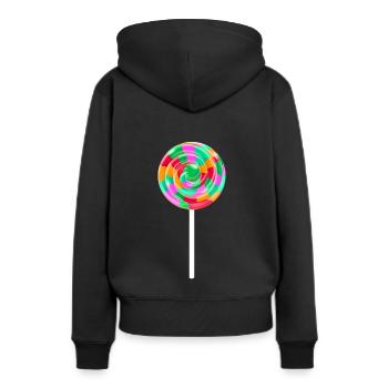 Lollipop Stick Swirl Sweet Candy Tee - Frauen Premium Bio Hoodie - Schwarz - Hinten - Julia (174cm)