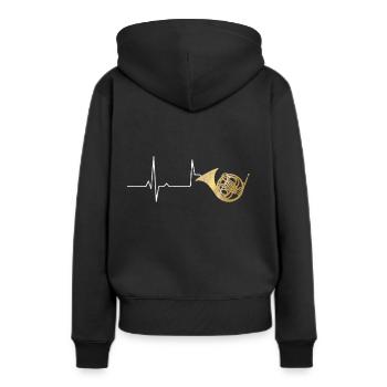T-shirt en corne de laiton Heartbeat - Sweat à capuche Premium bio Femme - noir - Dos - Julia (174cm)