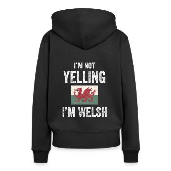 Ich schreie nicht Ich bin Walisisch - Wales Flagge - Frauen Premium Bio Hoodie - Schwarz - Hinten - Julia (174cm)