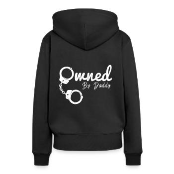 Im Besitz von Daddy Bdsm Clothing Ddlg Devot - Frauen Premium Bio Hoodie - Schwarz - Hinten - Julia (174cm)
