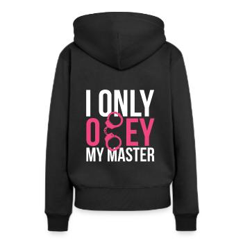 Unterwürfiger Druck - ich gehorche nur meinem Meister - Frauen Premium Bio Hoodie - Schwarz - Hinten - Julia (174cm)