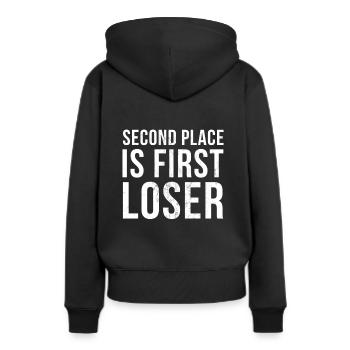 Der zweite Platz ist der erste Verlierer Lustige Designs - Frauen Premium Bio Hoodie - Schwarz - Hinten - Julia (174cm)