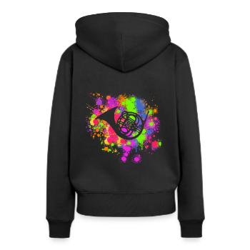 Cor français artistique peinture Splat musical - Sweat à capuche Premium bio Femme - noir - Dos - Julia (174cm)