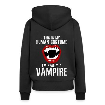 Vampire halloween - Sweat à capuche Premium bio Femme - noir - Dos - Julia (174cm)