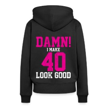 40. Geburtstag - Geschenk - Frauen Premium Bio Hoodie - Schwarz - Hinten - Julia (174cm)