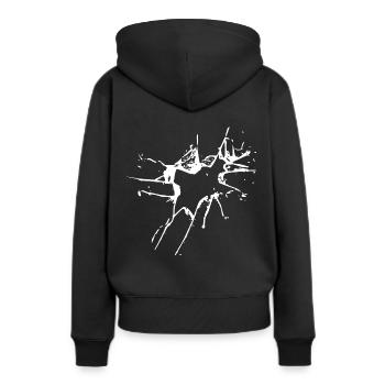 Glas Bruch weiss - Frauen Premium Bio Hoodie - Schwarz - Hinten - Julia (174cm)