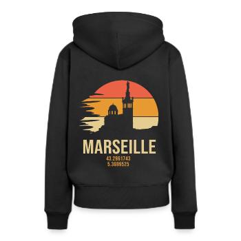 Marseille 13 Marseille Marseille - Frauen Premium Bio Hoodie - Schwarz - Hinten - Julia (174cm)