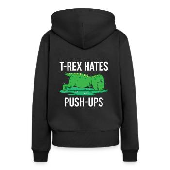 T-REX HATES PUSHUPS Cadeau De Fitness Drôle - Sweat à capuche Premium bio Femme - noir - Dos - Julia (174cm)