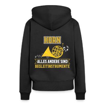 Horn Begleitinstrument Lustig Geschenk Musik - Frauen Premium Bio Hoodie - Schwarz - Hinten - Julia (174cm)