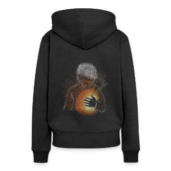 Heart alive - Frauen Premium Bio Hoodie - Schwarz - Hinten - Julia (174cm)