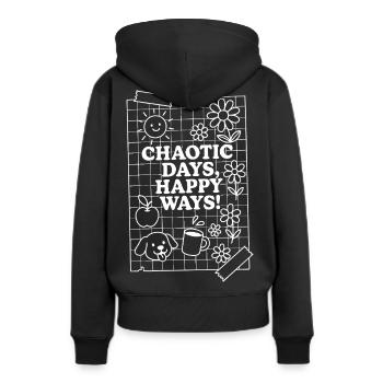 Jours chaotiques (blanc) - Sweat à capuche Premium bio Femme - noir - Dos - Julia (174cm)