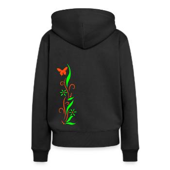 Ornament - Frauen Premium Bio Hoodie - Schwarz - Hinten - Julia (174cm)