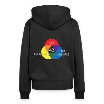 Physik Antwort 42 - Frauen Premium Bio Hoodie - Schwarz - Hinten - Julia (174cm)