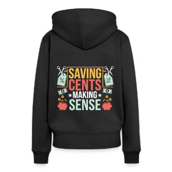 Économiser des centimes Making Sense Couponer Shopper Économiser - Sweat à capuche Premium bio Femme - noir - Dos - Julia (174cm)